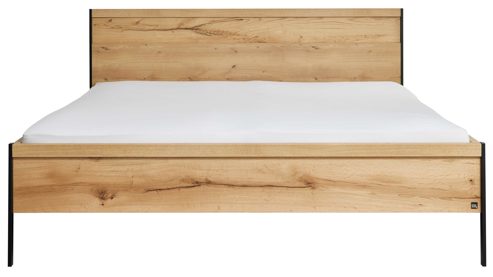 Komplettzimmer Interliving aus Holz in Hellgrau Interliving Schlafzimmer Serie 1034 – Komplettzimmer mit Stauraumkommode champagnerfarbenes Glas & Kernholz - Liegefläche ca. 180 x 200 cm