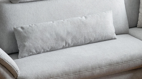 Kissen Steinpol sit&more aus Stoff in Hellgrau Polsterprogramm Wanda - Nierenkissen silberfarbenes Flachgewebe - ca. 100 x 30 cm