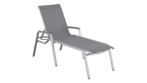 Gartenliege Kettler aus Aluminium Kunstfaser in Silber Anthrazit KETTLER Liege CIRRUS Silver Line - Stapelliege TEXTILENE® & Aluminium, silber & anthrazit-grau