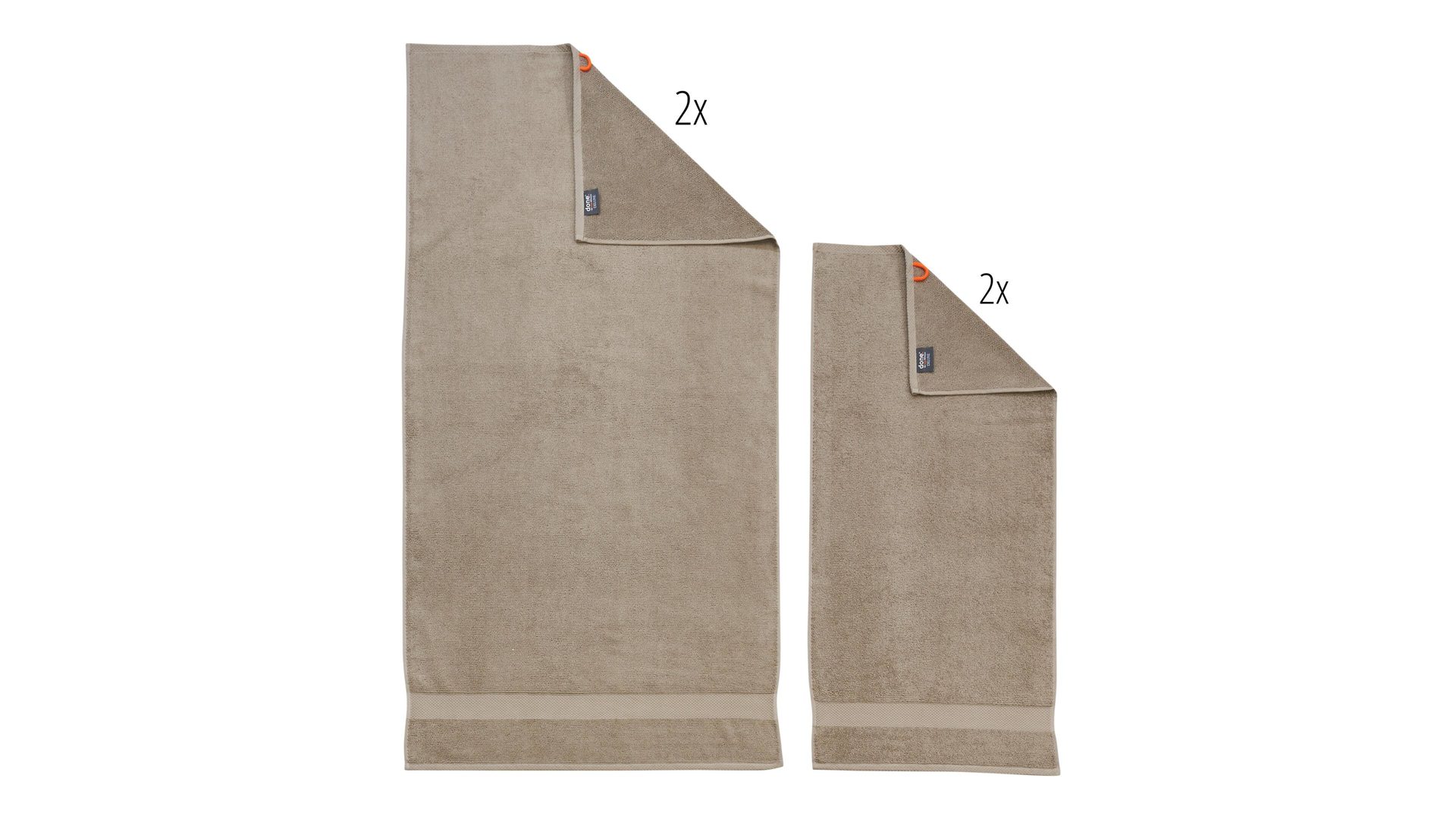 Handtuch-Set Done.® aus Stoff in Beige done.® Handtuch-Set Deluxe - Heimtextilien taupefarbene Baumwolle – vierteilig