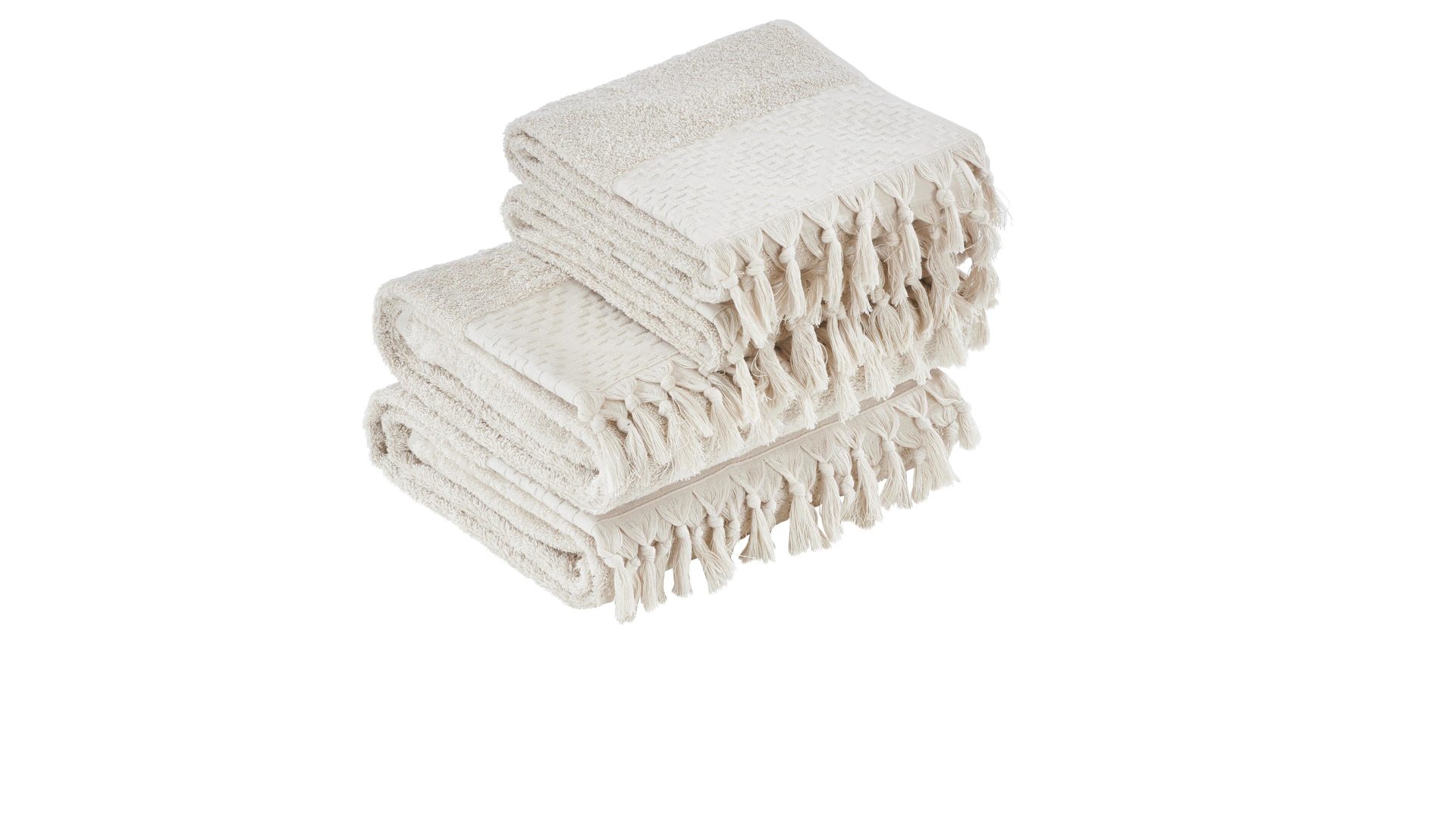 Handtuch-Set Done.® aus Stoff in Beige done.® Handtuch-Set Provence Boheme - Heimtextilien beige Baumwolle  – vierteilig