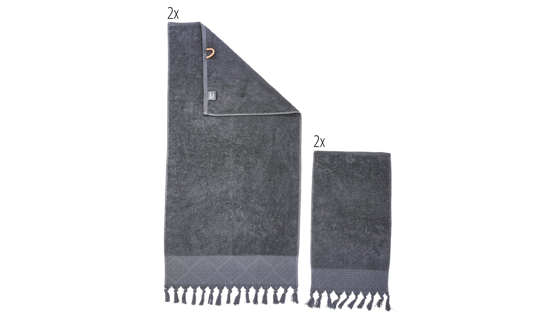 Handtuch-Set Done.® aus Stoff in Anthrazit done.® Handtuch-Set Provence Boheme anthrazitfarbene Baumwolle  – vierteilig