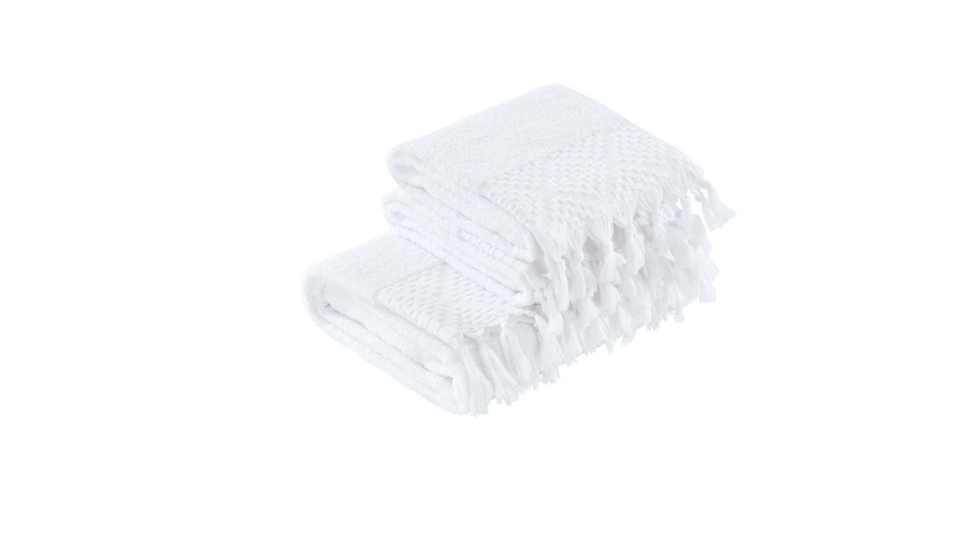 Handtuch-Set Done.® aus Stoff in Weiß done.® Handtuch-Set Provence Boheme - Heimtextilien weiße Baumwolle  – dreiteilig