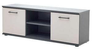 Lowboard Interliving aus Holz in Grau Interliving Jugendzimmer Serie 1701 - Lowboard Dunkelgrau & Sandgrau - zwei Türen, zwei Fächer