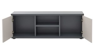 Lowboard Interliving aus Holz in Grau Interliving Jugendzimmer Serie 1701 - Lowboard Dunkelgrau & Sandgrau - zwei Türen, zwei Fächer