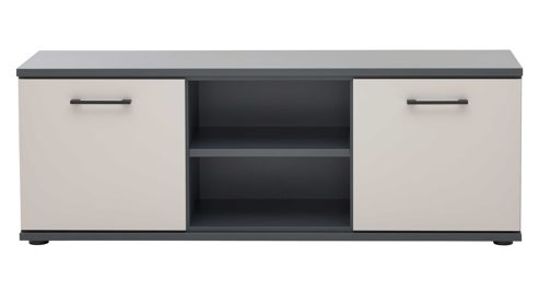 Lowboard Interliving aus Holz in Grau Interliving Jugendzimmer Serie 1701 - Lowboard Dunkelgrau & Sandgrau - zwei Türen, zwei Fächer