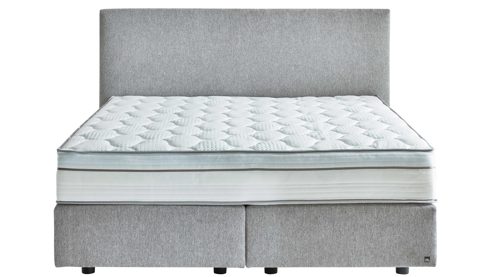 Boxspringbett Interliving aus Stoff in Hellgrau Interliving Bettsystem Serie 1414 - Boxspringbett platingrauer Bezug GFS 49 - Liegefläche ca. 180 x 200 cm