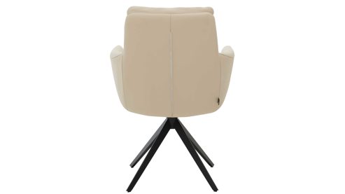 Vierfußstuhl Interliving aus Leder in Beige Interliving Esszimmer Serie 5116 – Armlehnstuhl mit Motion- & Drehfunktion cremeweißes Leder Cloud & schwarzes Gestell F37