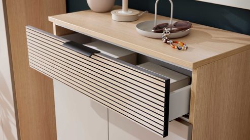Garderoben-Set Interliving aus Holz in Grau Interliving Garderobe Serie 6015 - Garderoben-Set Steingrau & Eiche - sechsteilig