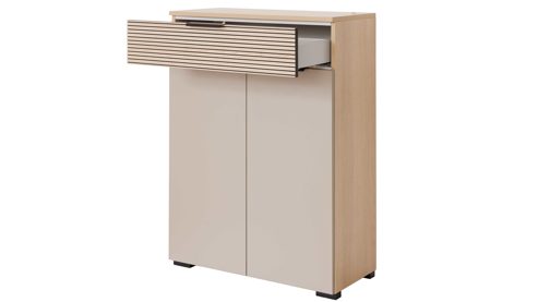 Kombikommode Interliving aus Holz in Grau Interliving Garderobe Serie 6015 - Kombikommode Steingrau & Eiche - eine Schublade, zwei Türen, Breite ca. 110 cm