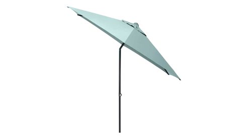 Sonnenschirm Kettler aus Aluminium Mikrofaser in Anthrazit Hellblau KETTLER Sonnenschirm EASY PUSH, Stockschirm Polyester salbei, Aluminium anthrazit matt - rund ca. 300 cm