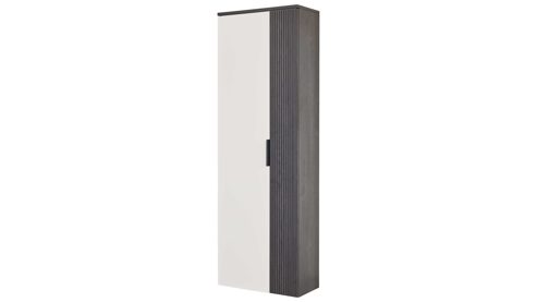 Garderobenschrank Interliving aus Holz in Weiß Interliving Garderobe Serie 6015 - Garderobenschrank Weiß & Mooreiche - zwei Türen, Breite ca. 60 cm