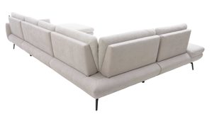 Ecksofa Interliving aus Stoff in Creme Interliving Sofa Serie 4304 – Wohnlandschaft ecrufarbener Bezug Macan & silberfarbener Bezug Vera – Stellfläche ca. 243 x 357 cm