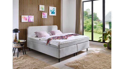 Boxspringbett Sun garden | 162739 aus Stoff in Hellgrau Sun Garden Boxspringbett BX 2620 Villach Feincord 50557-720 silber – Liegefläche ca. 180 x 200 cm