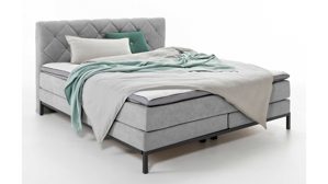 Boxspringbett Sun garden | 162739 aus Stoff in Hellgrau Sun Garden Boxspringbett BX 2180 Rockaway Stoff 50456-720 silber – Liegefläche ca. 140 x 200 cm