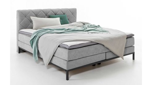 Boxspringbett Sun garden | 162739 aus Stoff in Hellgrau Sun Garden Boxspringbett BX 2180 Rockaway Stoff 50456-720 silber – Liegefläche ca. 140 x 200 cm