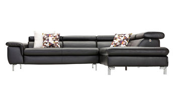 Ecksofa W.schillig aus Leder in Schwarz W.SCHILLIG Ledersofa 20975 bzw. Ecksofa mit eingebautem Federkern schwarzes Leder Z59.99 & Chrom - Stellfläche ca. 278 x 222 cm