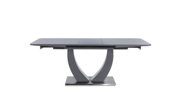 Auszugtisch Pro.com aus Glas Metall in Grau Ausziehtisch bzw. Esstisch Grauglas & graue Hochglanzoberflächen, Edelstahl – ca. 160-200 x 90 cm
