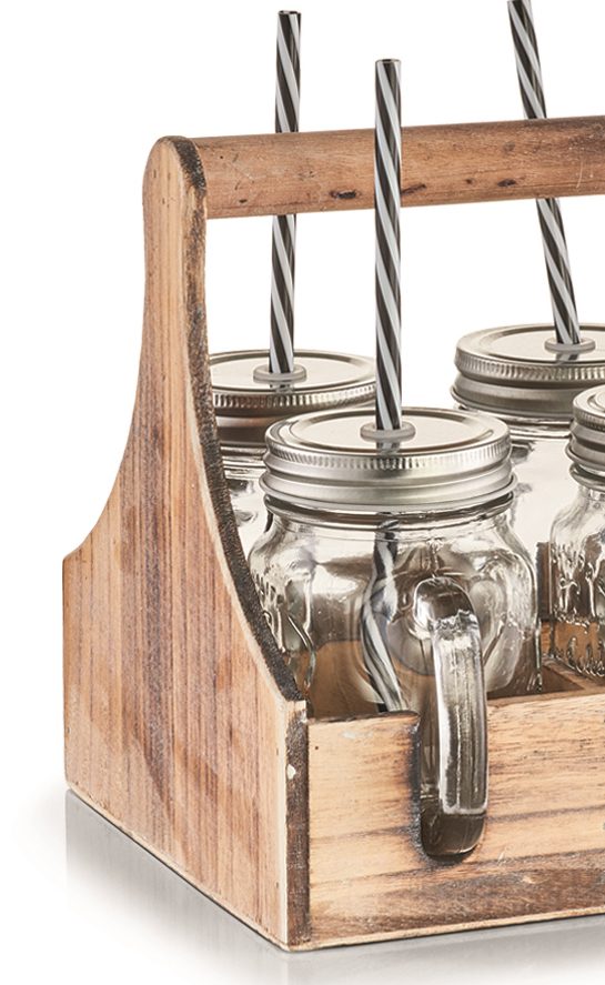 Glas-Set Zeller present aus Glas in Transparent Trinkgläser-Set Glas & Holz - siebeteilig