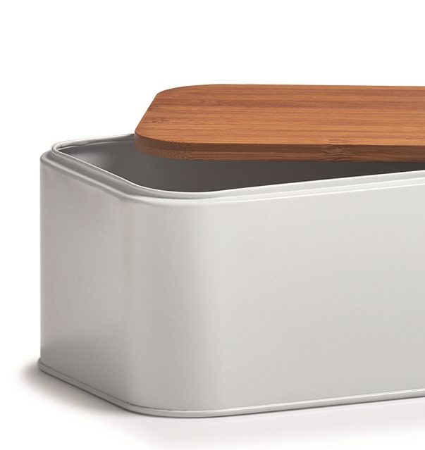 Brotkasten Zeller present aus Metall in Weiß Brotkasten weißes Metall & Bambus - ca. 31 x 18 cm