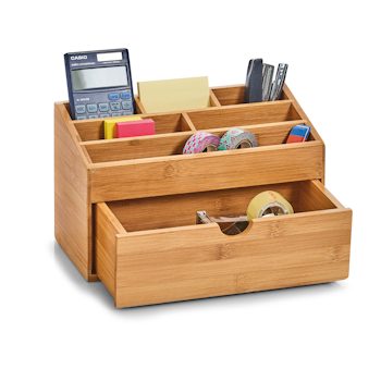 Ordnungsbox Zeller present aus Holz in Holzfarben Organizer mit Schubfach Bambusholz - ca. 25 x 15 x 13 cm