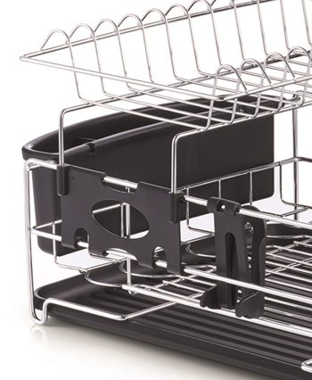 Küchenhelfer Zeller present aus Metall in Schwarz Geschirrabtropfständer verchromtes Metall & schwarzer Kunststoff