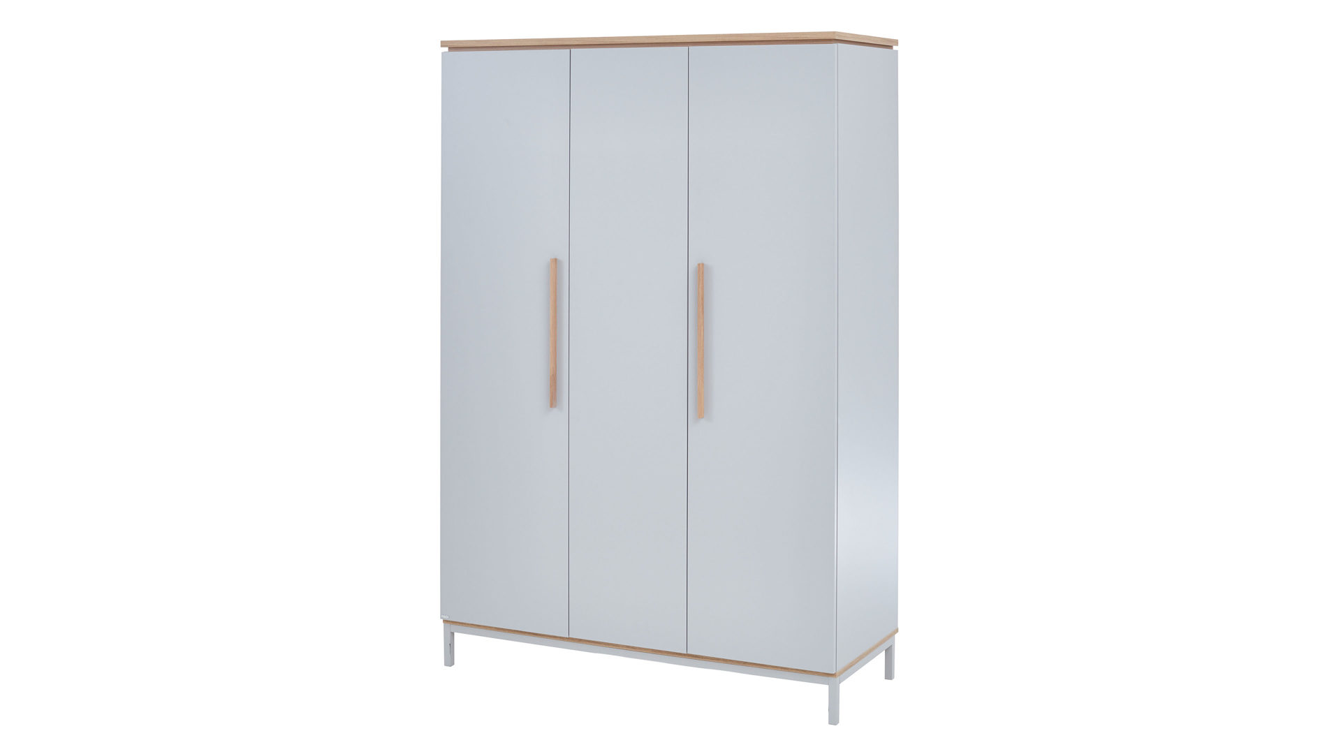 Kleiderschrank Paidi aus Holz in Hellgrau PAIDI Babyzimmerprogramm Benne - Kleiderschrank Kieselgrau & Montana Eiche – drei Türen, Breite ca. 135 cm