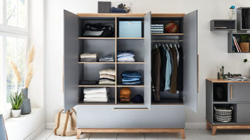 Kleiderschrank Paidi aus Holz in Grau PAIDI Kleiderschrank Sten Eiche & Schiefergrau – drei Türen, eine Schublade, Breite ca. 171 cm