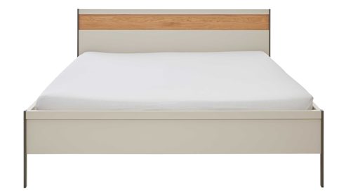 Bettgestell Interliving aus Holz in Hellgrau Interliving Schlafzimmer Serie 1035 – Bettgestell mit Holzeinlage Riffholz & Champagner - Liegefläche ca. 180 x 200 cm
