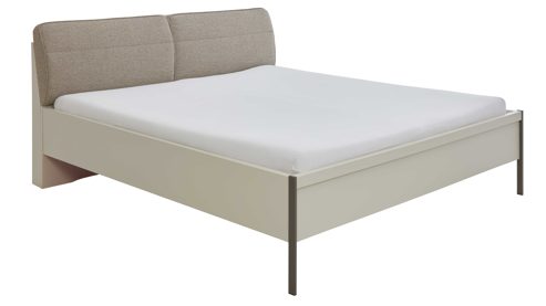 Bettgestell Interliving aus Holz in Grau Interliving Schlafzimmer Serie 1035 – Bettgestell mit Polsterkopfteil grauer Webstoff & Champagner - Liegefläche ca. 180 x 200 cm