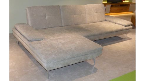 Ecksofa modulmaster aus Stoff in Beige Modulmaster  Polstergarnitur MM-MP1181 - Ecksofa Stoffbezug Rubens beige & Metallfüße hochglanz – ca.  188 x 348 cm