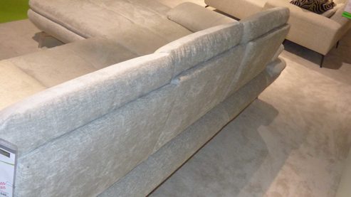 Ecksofa modulmaster aus Stoff in Beige Modulmaster  Polstergarnitur MM-MP1181 - Ecksofa Stoffbezug Rubens beige & Metallfüße hochglanz – ca.  188 x 348 cm