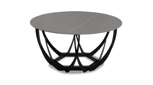 Couchtisch M2 kollektion aus Stein in Hellgrau Couchtisch Maya 2 Hellgrau & Schwarz - Durchmesser ca. 80 cm