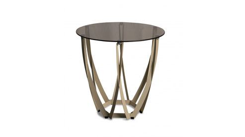 Beistelltisch M2 kollektion aus Glas in Braun Beistelltisch Maya 1 Bronze & Cremeweiß - Durchmesser ca. 50 cm