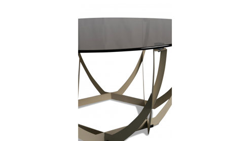 Couchtisch M2 kollektion aus Glas in Braun Couchtisch Maya 2 Bronze & Cremeweiß - Durchmesser ca. 80 cm