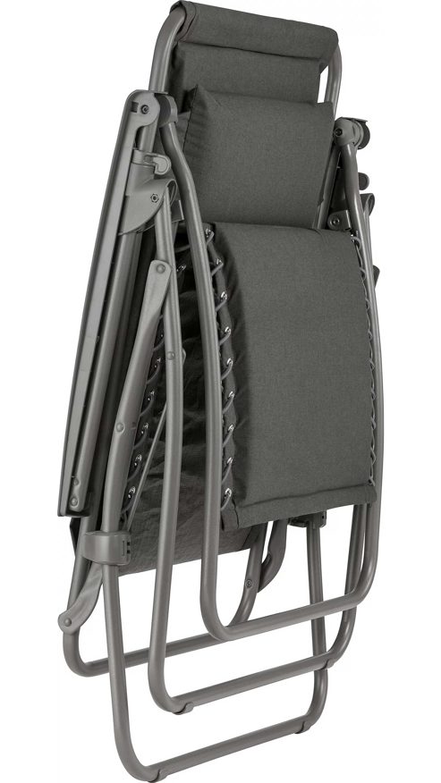 Gartenstuhl /-sessel Lafuma aus Metall Mikrofaser in Dunkelgrau Titan Lafuma Relaxsessel RT2 Liegestuhl LFM4022-8549 Stahlrohrgestell Titanfarbig, Bezug 8549 Ardoise