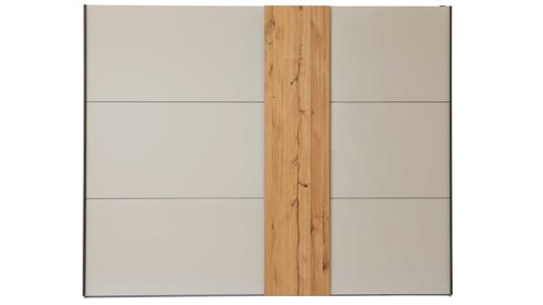 Kleiderschrank Interliving aus Holz in Hellgrau Interliving Schlafzimmer Serie 1036 – Schwebetürenschrank Champagner & Kernholz - zwei Türen, ca. 300 cm