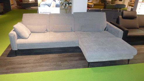 Ecksofa modulmaster aus Stoff in Hellgrau Modulmaster Polstergarnitur MM-ZE1195 - Ecksofa Flachgewebe Maranta platin & schwarze Metallfüße – Stellfläche ca. 305 x 191 cm