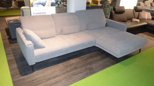 Ecksofa modulmaster aus Stoff in Hellgrau Modulmaster Polstergarnitur MM-ZE1195 - Ecksofa Flachgewebe Maranta platin & schwarze Metallfüße – Stellfläche ca. 305 x 191 cm