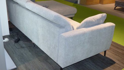 Ecksofa modulmaster aus Stoff in Hellgrau Modulmaster Polstergarnitur MM-ZE1195 - Ecksofa Flachgewebe Maranta platin & schwarze Metallfüße – Stellfläche ca. 305 x 191 cm