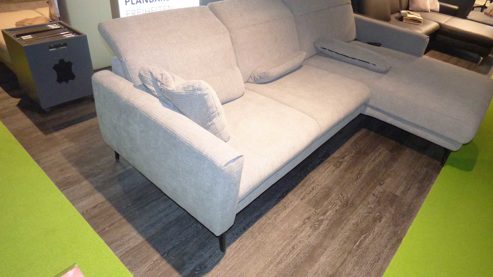 Ecksofa modulmaster aus Stoff in Hellgrau Modulmaster Polstergarnitur MM-ZE1195 - Ecksofa Flachgewebe Maranta platin & schwarze Metallfüße – Stellfläche ca. 305 x 191 cm