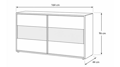 Türenkommode Interliving aus Holz in Grau Interliving Schlafzimmer Serie 1015 – Schiebetürenkommode sienafarbenes Mattglas & Wildeiche – zwei Türen, Länge ca. 164 cm