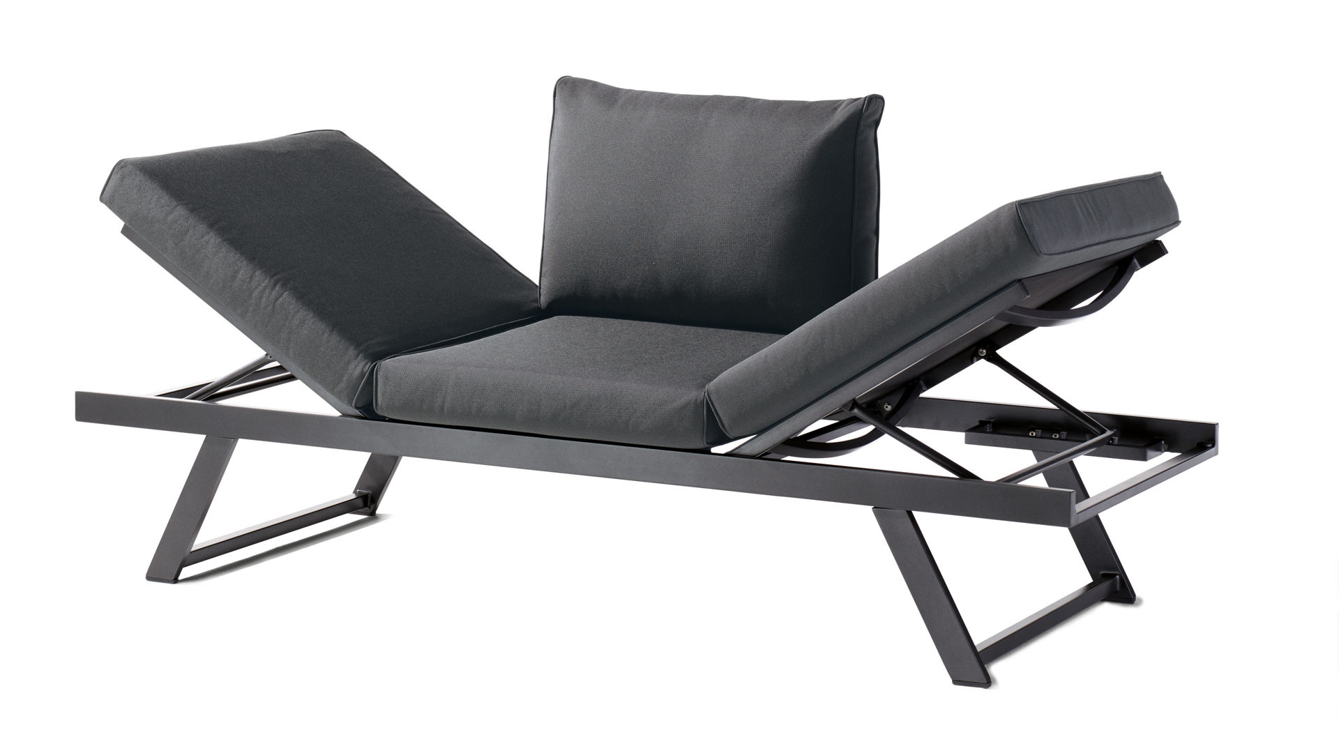 Loungemöbel Sieger aus Kunstfaser in Grau Graphit Sieger Exclusiv AUCKLAND 427 A-G Sofa Lounge Liege Gestell Aluminium graphit, Textilux Kunstfasergewebe grau