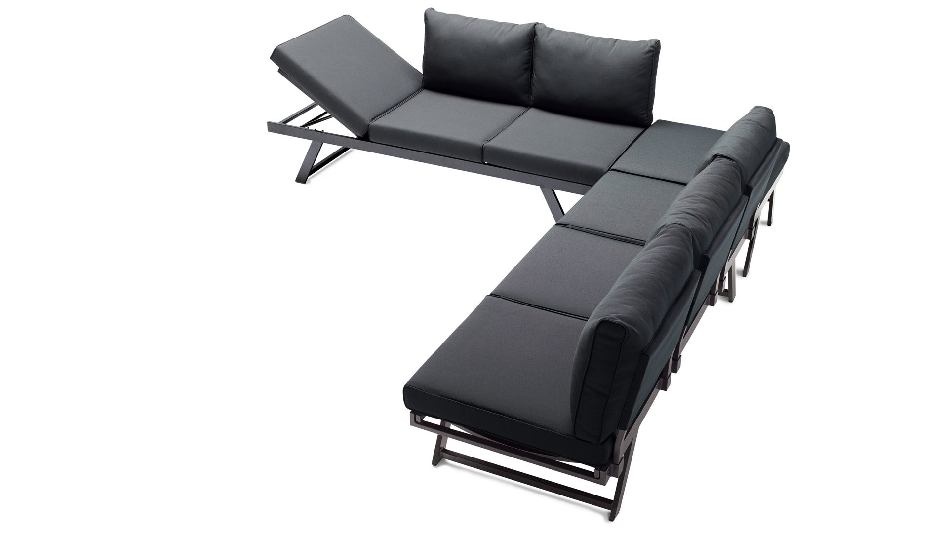 Loungemöbel Sieger aus Kunstfaser in Grau Sieger Exclusiv AUCKLAND 427 G-G Sofa Lounge Liege Gestell Aluminium eisengrau, Textilux Kunstfasergewebe grau