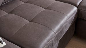 Polsterhocker modulmaster aus Stoff in Anthrazit Modulmaster MM-MP1061 - XXL-Hocker anthrazitfarbene Mikrofaser Saddle & glänzende Metallfüße - ca. 129 x 64 cm