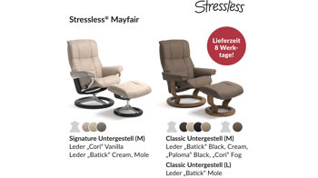 Sessel Ekornes aus Leder in Schwarz Holzfarben Dunkel Stressless MAYFAIR M Classic Relax-Sessel und Hocker Leder Classic Walnut, Medium, Leder Batick Black