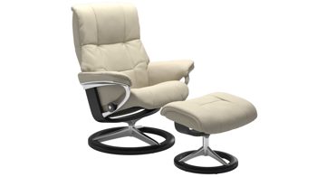 Sessel Ekornes aus Leder in Creme Schwarz Stressless MAYFAIR M Signature Relax-Sessel und Hocker Signature Schwarz, Medium, Leder Batick Cream