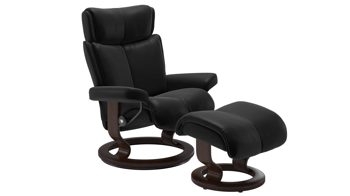 Sessel Ekornes aus Leder in Schwarz Dunkelbraun Stressless MAGIC M Classic Relax-Sessel und Hocker Leder Classic Braun, Medium, Leder Batick Black