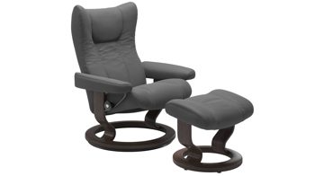 Sessel Ekornes aus Leder in Dunkelgrau Holzfarben Dunkel Stressless WING M Classic Relax-Sessel und Hocker Leder Classic Wenge, Medium, Leder Batick Grey