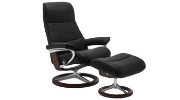 Sessel Ekornes aus Leder in Schwarz Dunkelbraun Stressless VIEW M Signature Relax-Sessel und Hocker Leder Signature Brown, Medium, Leder Paloma Black